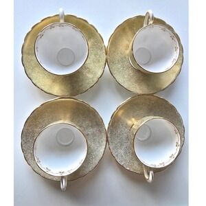 Tuscan Fine English Bone China Gold Tea Cup & Saucer Sets - (Set of‎ 4)